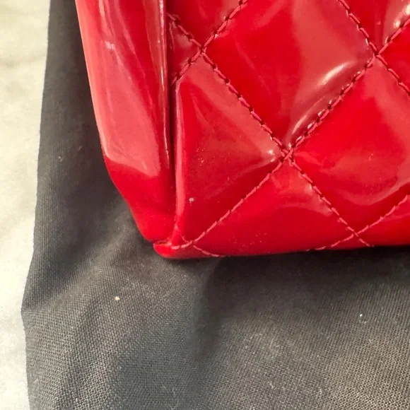 Chanel Mademoiselle Red Quilted Patent Leather Bag - Picture 9 of 13